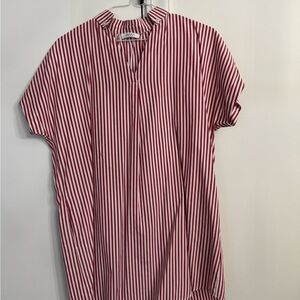 Avara Red and White Casual Striped Mini Dress